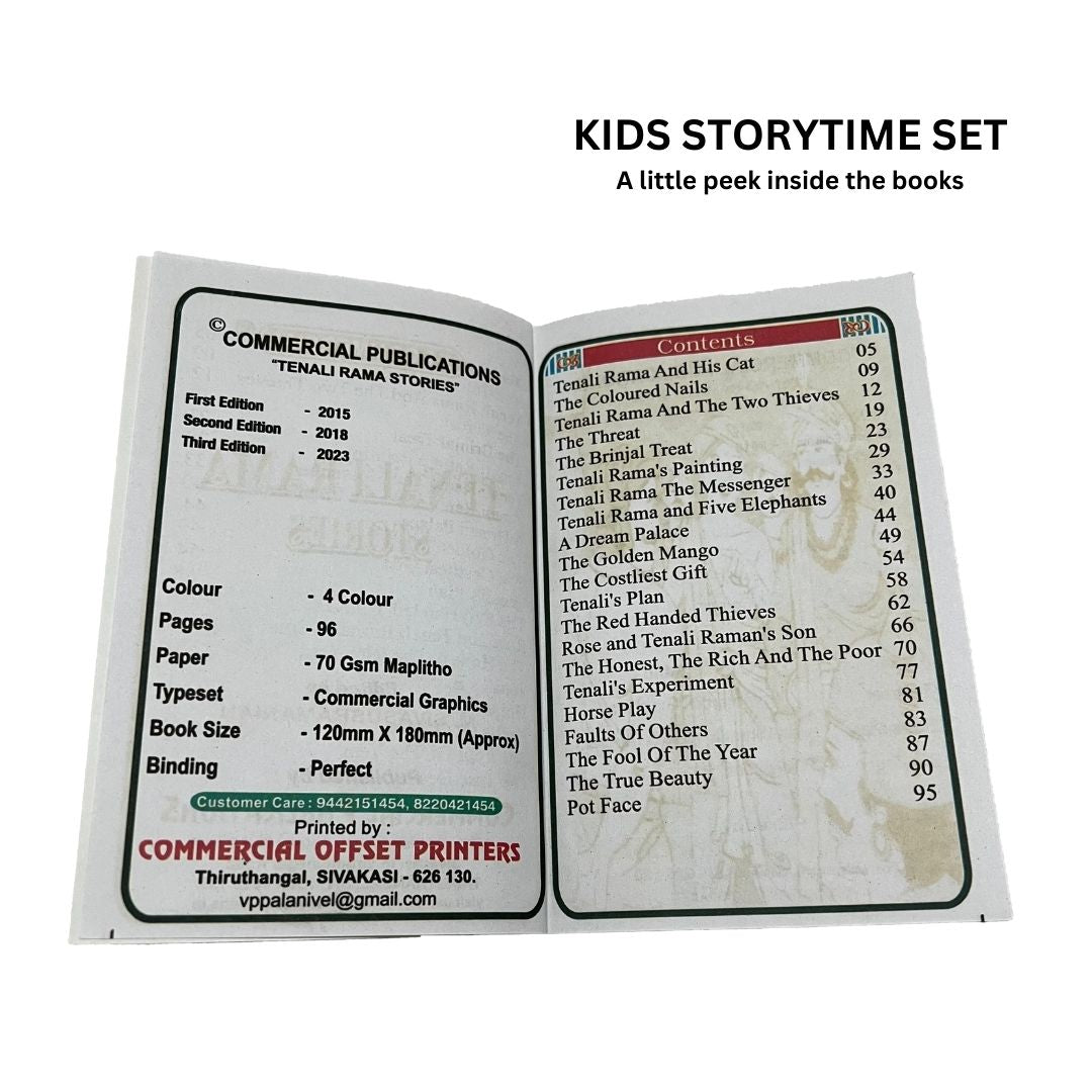 INSIDE THE books tenali raman, moral stories,panchatantra, akbar birbal, vikram betal, bed time stories, FIRST PAGE shown in picture
