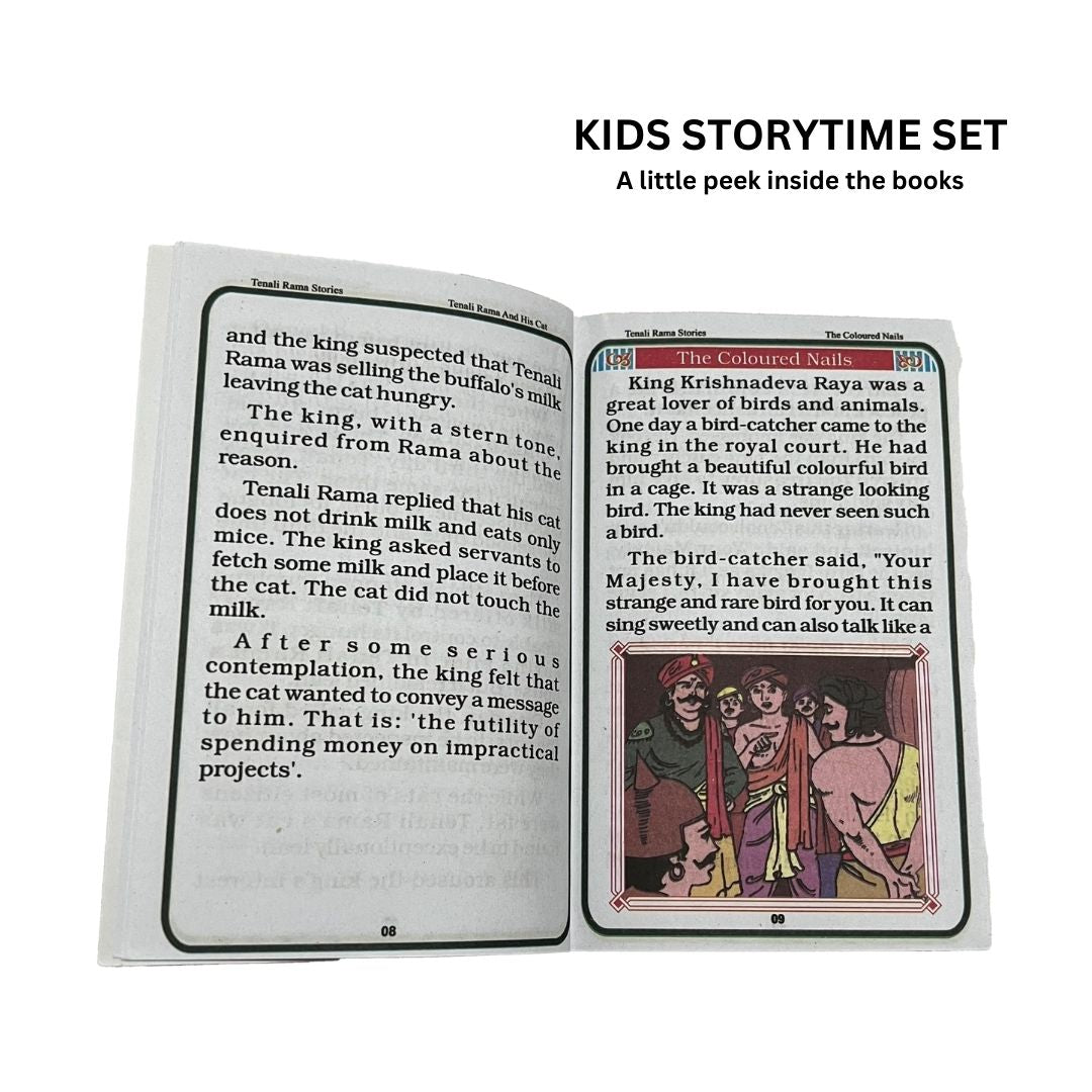 INSIDE THE books tenali raman, moral stories,panchatantra, akbar birbal, vikram betal, bed time stories, FIRST PAGE shown in picture
