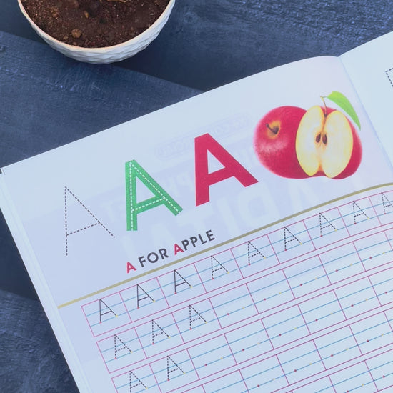 english capital letters writing practice book close up video