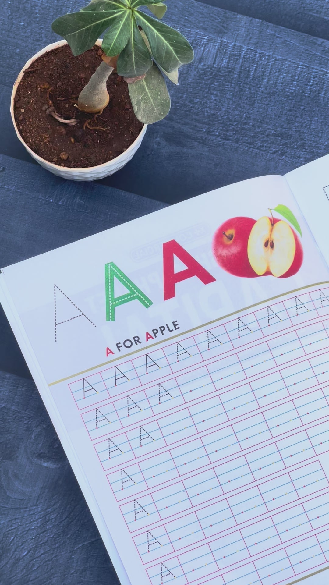 english capital letters writing practice book close up video